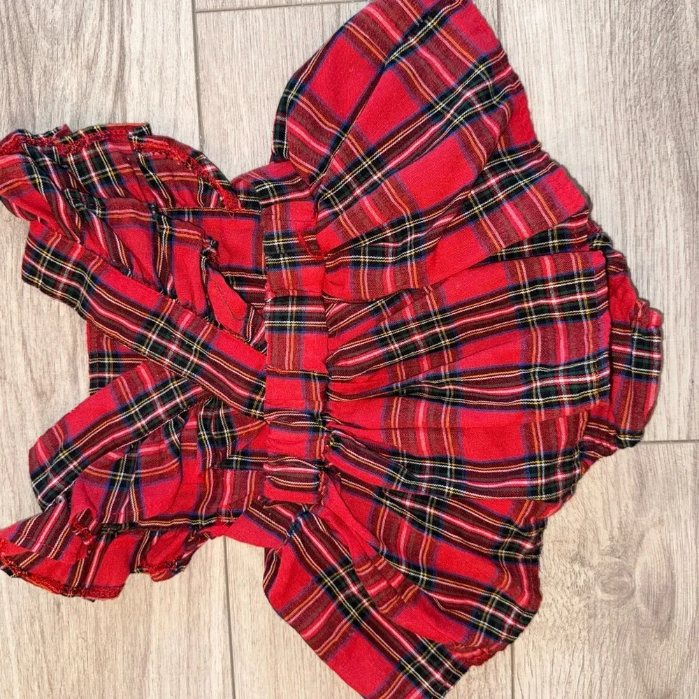 Plaid Ruffle Sleeve Baby Dress - Red
